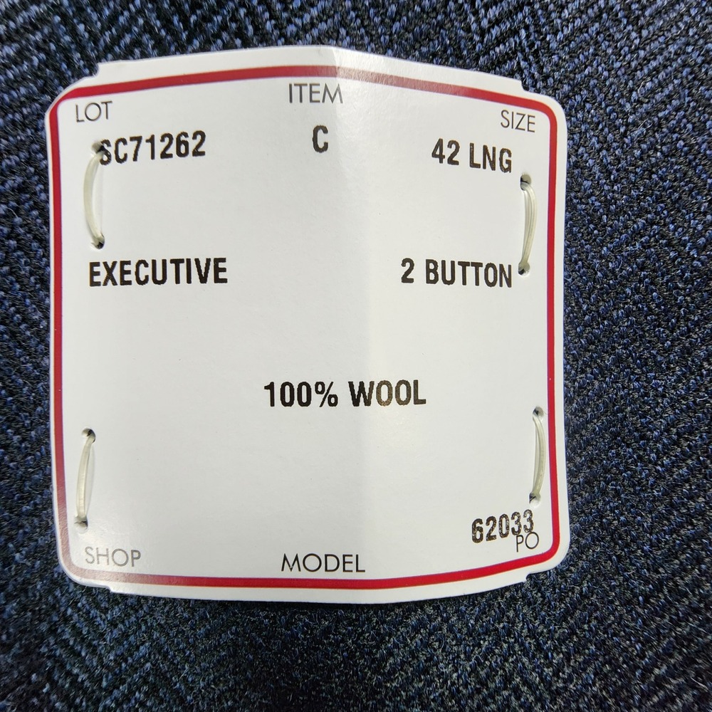 NWT Jos. A. Bank Executive Collection 100% Wool Blazer Mens 42L Navy Herringbone - Picture 4 of 15
